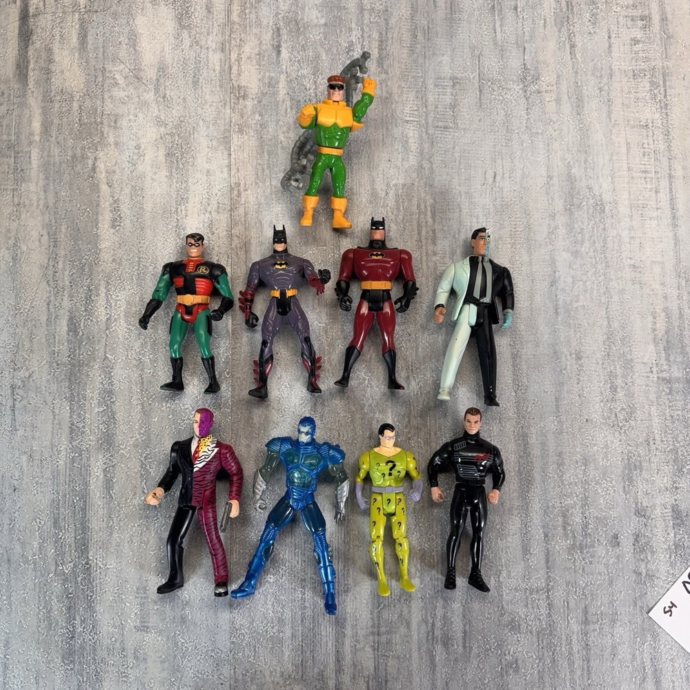 Lot 9 Vintage 90s Kenner Batman Action Figures Freeze Octopus Two Face Riddler
